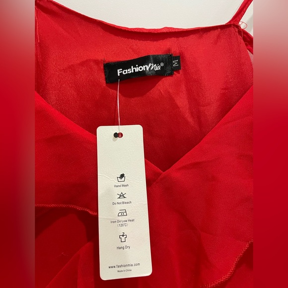 Fashionmia red chiffon ruffle off the shoulder maxi dress NWT size M - Picture 4 of 6